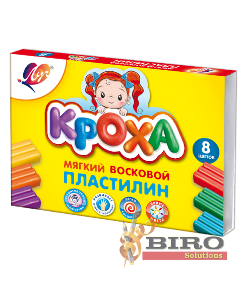 Pastă de modelat moale Kroha, 8 culori x 15 gr.